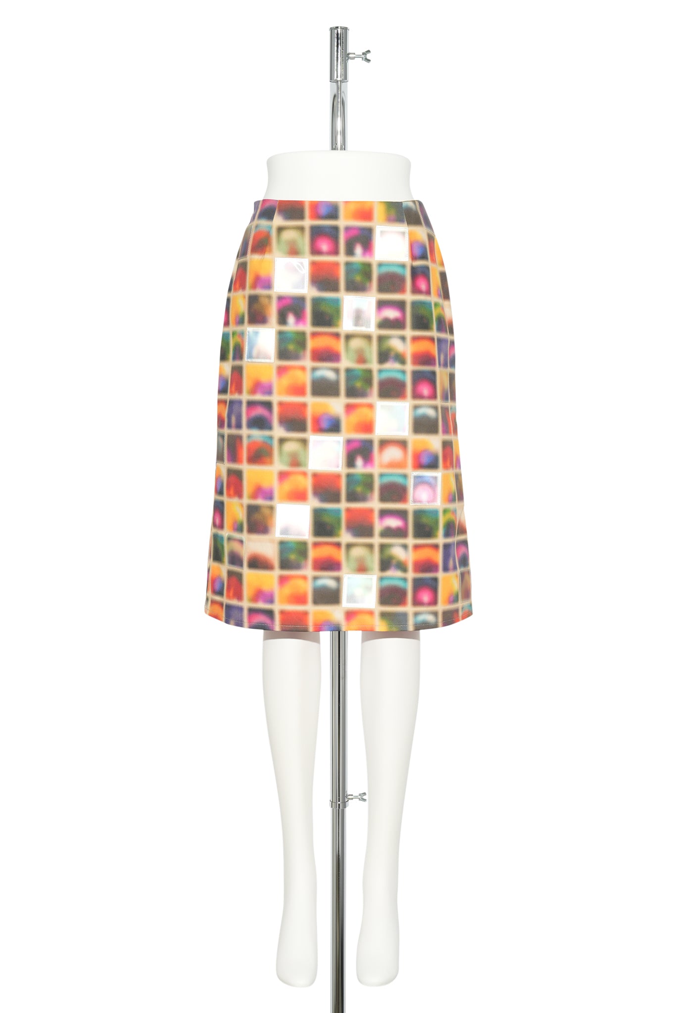 RAINBOW AURA PATCHWORK MIDI SKIRT / RAINBOW AURA