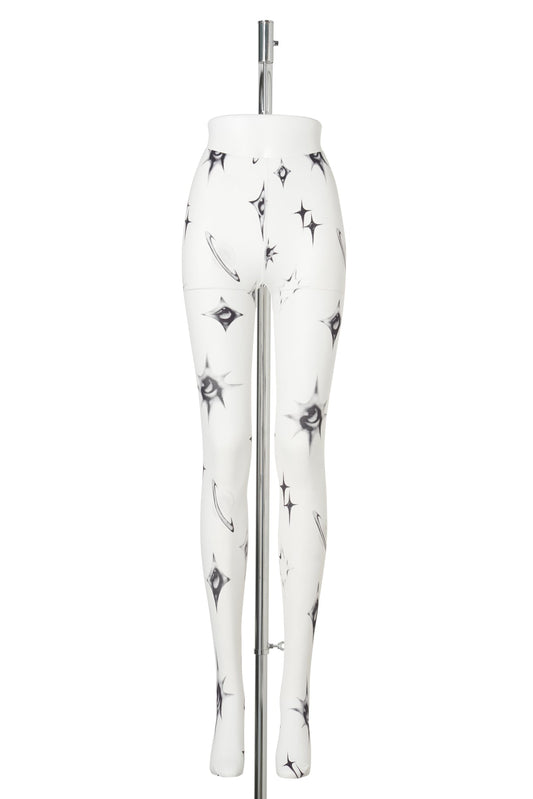 GALAXY PRINT TIGHTS / BLACK & WHITE