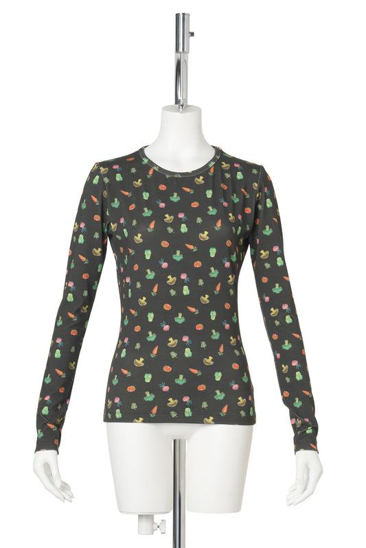 VEGGIE PRINTED LONG SLEEVE / BLACK