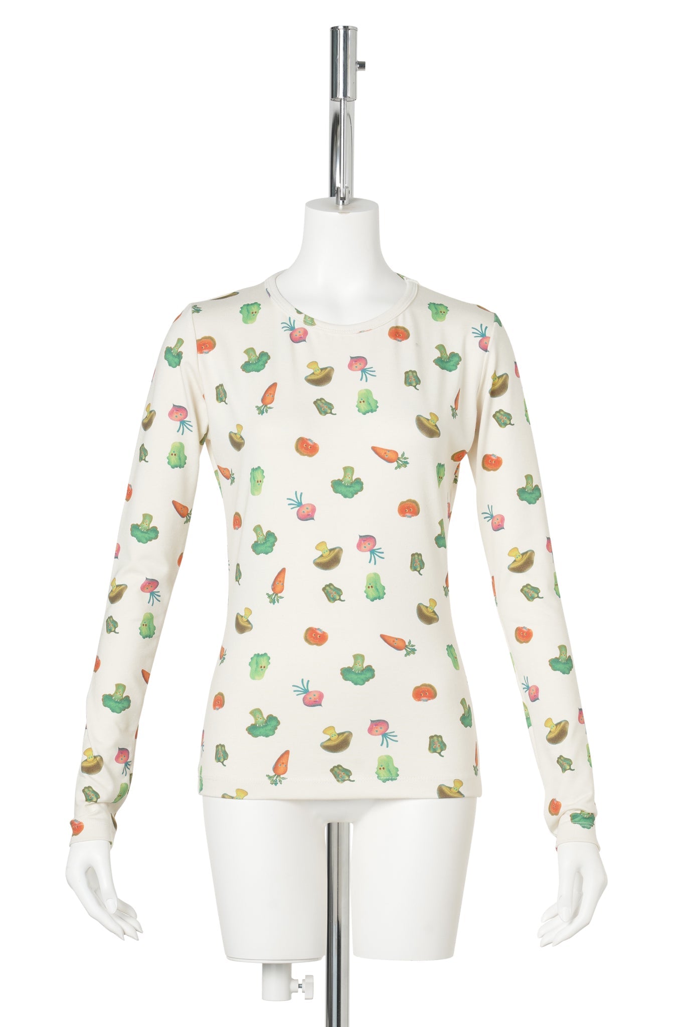 VEGGIE PRINTED LONG SLEEVE / WHITE