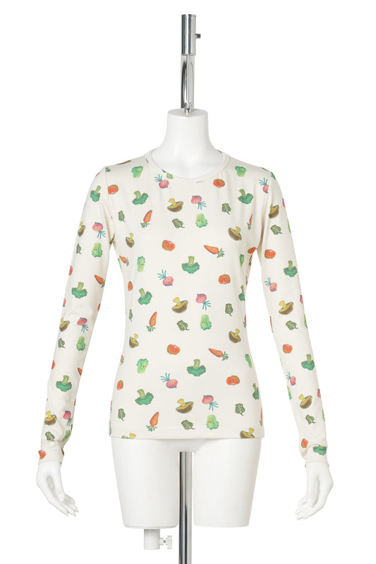VEGGIE PRINTED LONG SLEEVE / WHITE