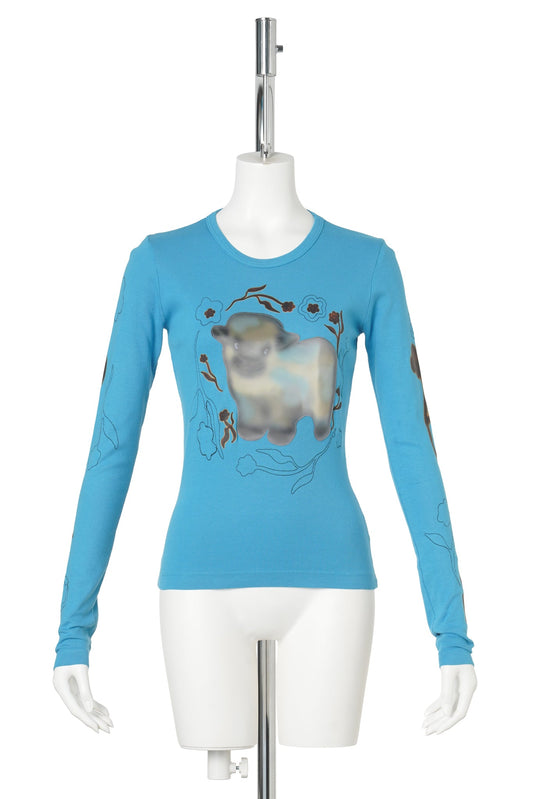 BABY CALF EMBROIDERED LONGSLEEVE / BLUE