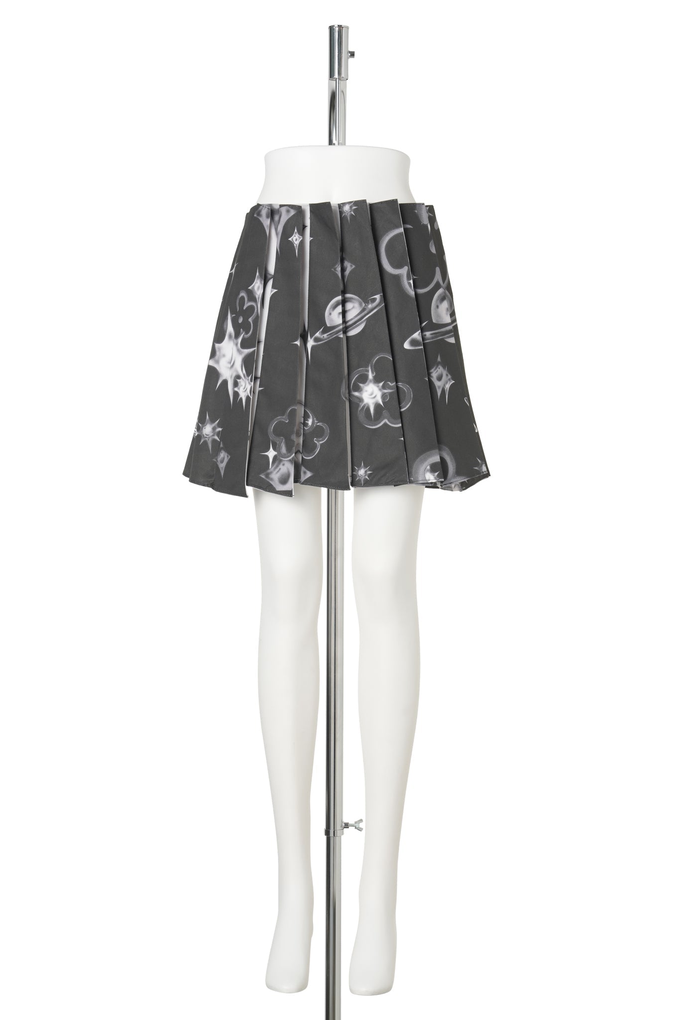 GALAXY FLIP PLEATED MINI SKIRT / BLACK & GREY
