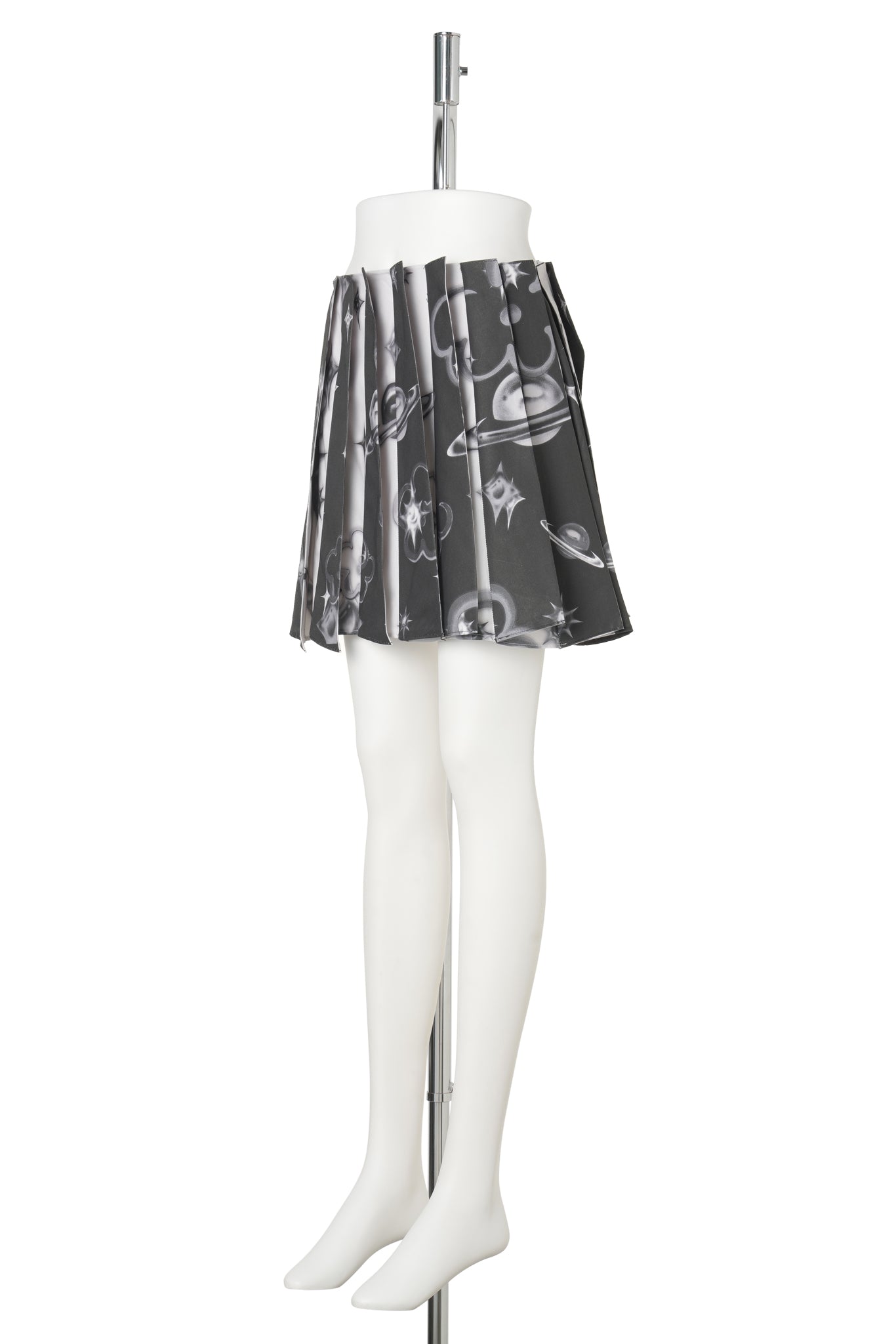 GALAXY FLIP PLEATED MINI SKIRT / BLACK & GREY