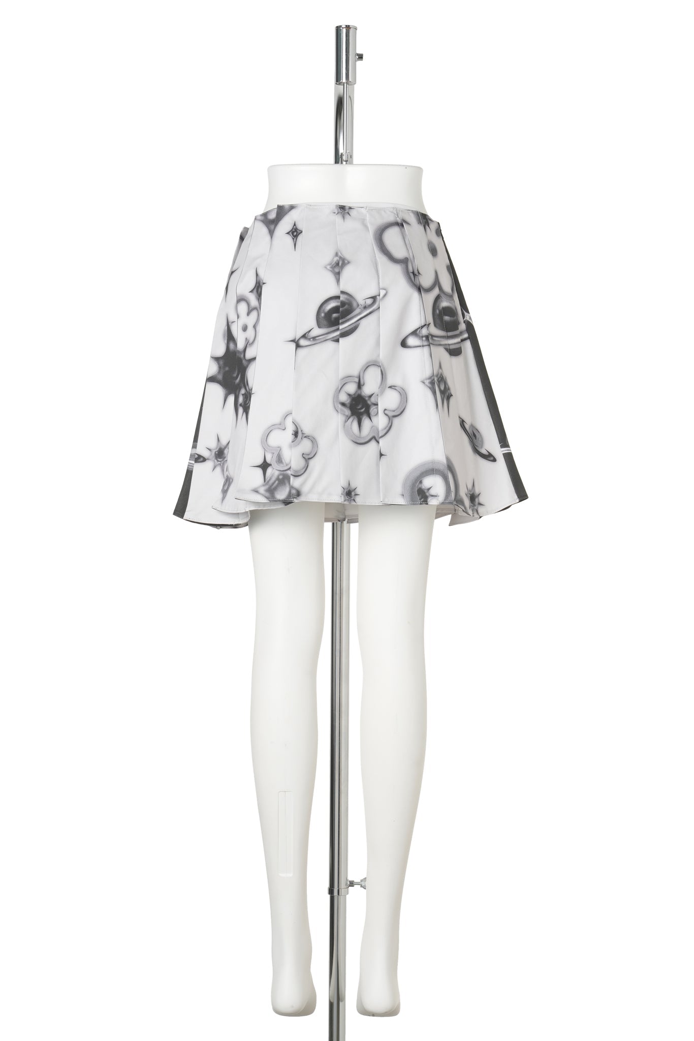 GALAXY FLIP PLEATED MINI SKIRT / BLACK & GREY