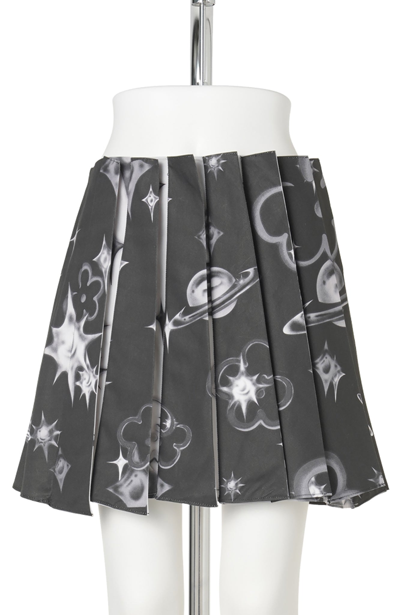 GALAXY FLIP PLEATED MINI SKIRT / BLACK & GREY