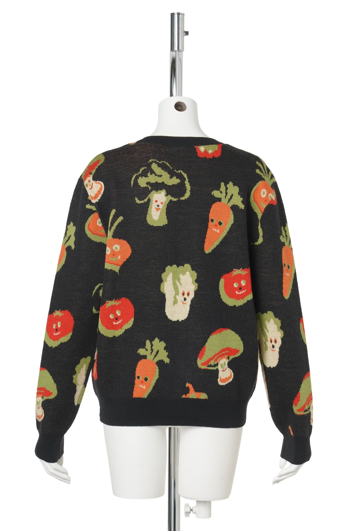 VEGGIE JACQUARD CARDIGAN / BLACK & MULTICOLOR