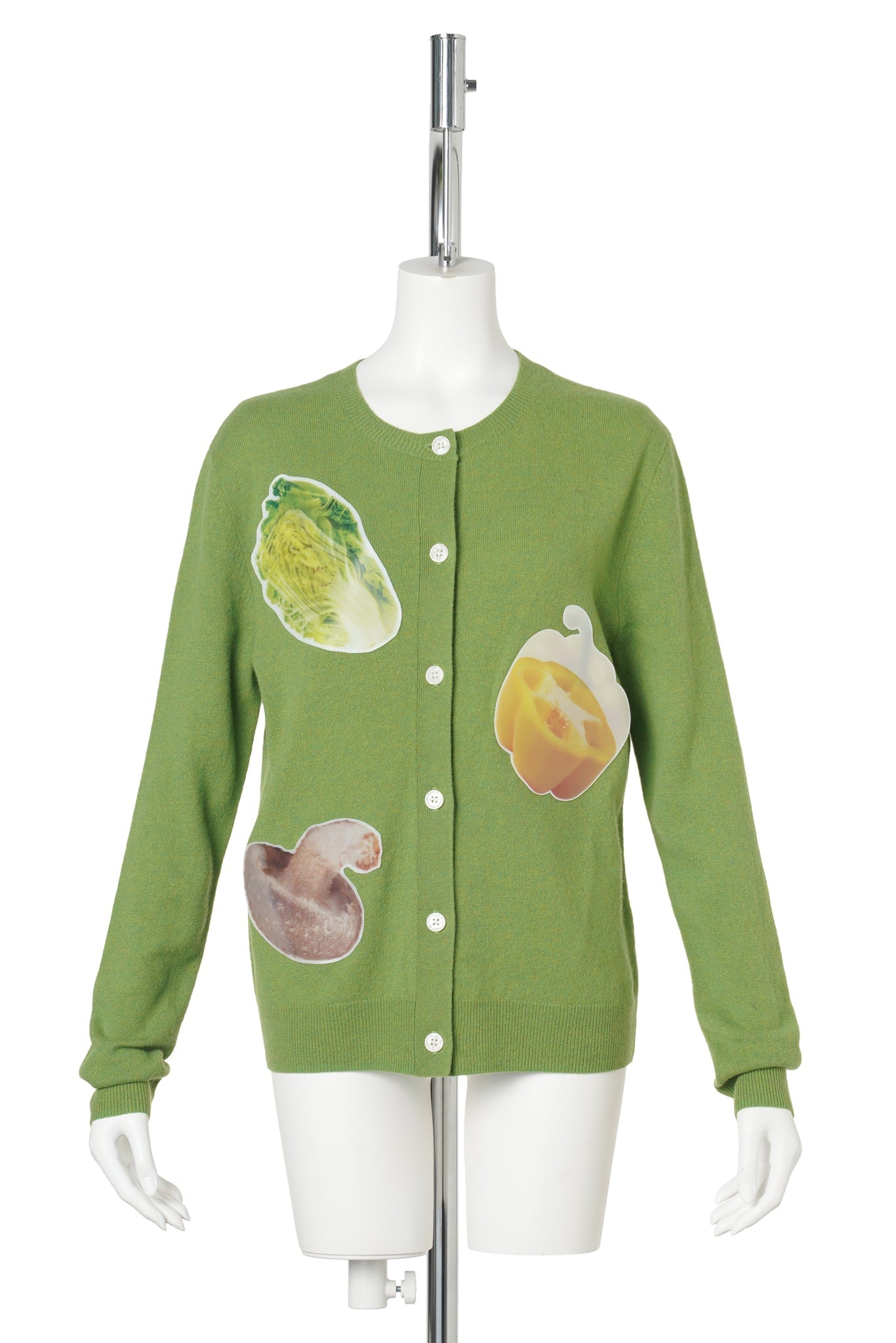 VEGGIE PATCHWORK GREEN CARDIGAN / GREEN W/ VEGGIE PATCH