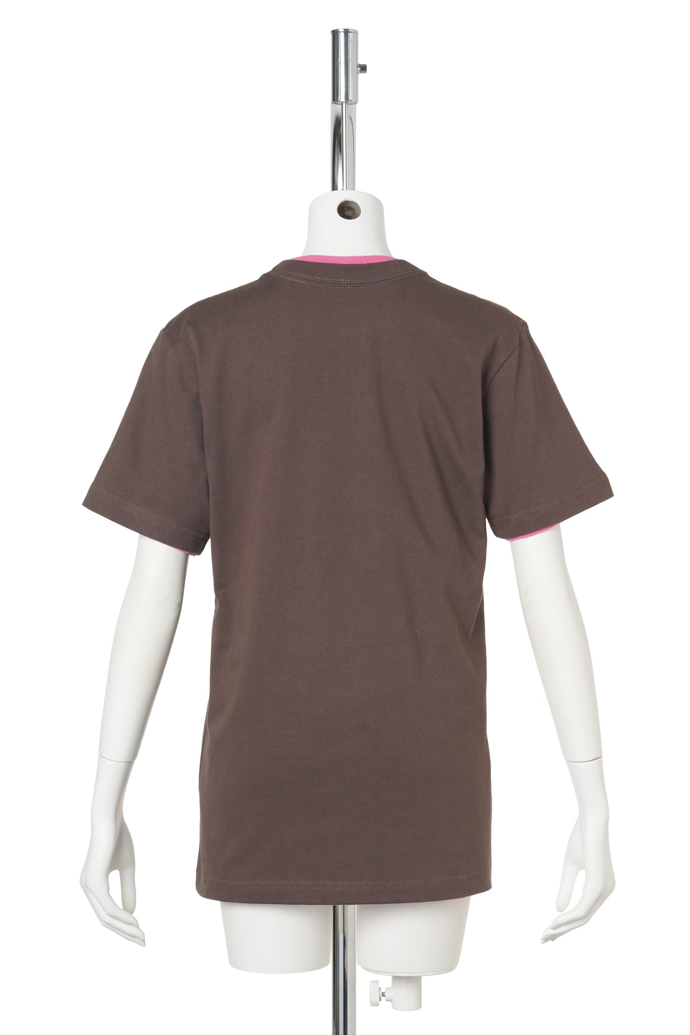 STRAWBERRY LAYERED WOVEN TEE / BROWN & PINK