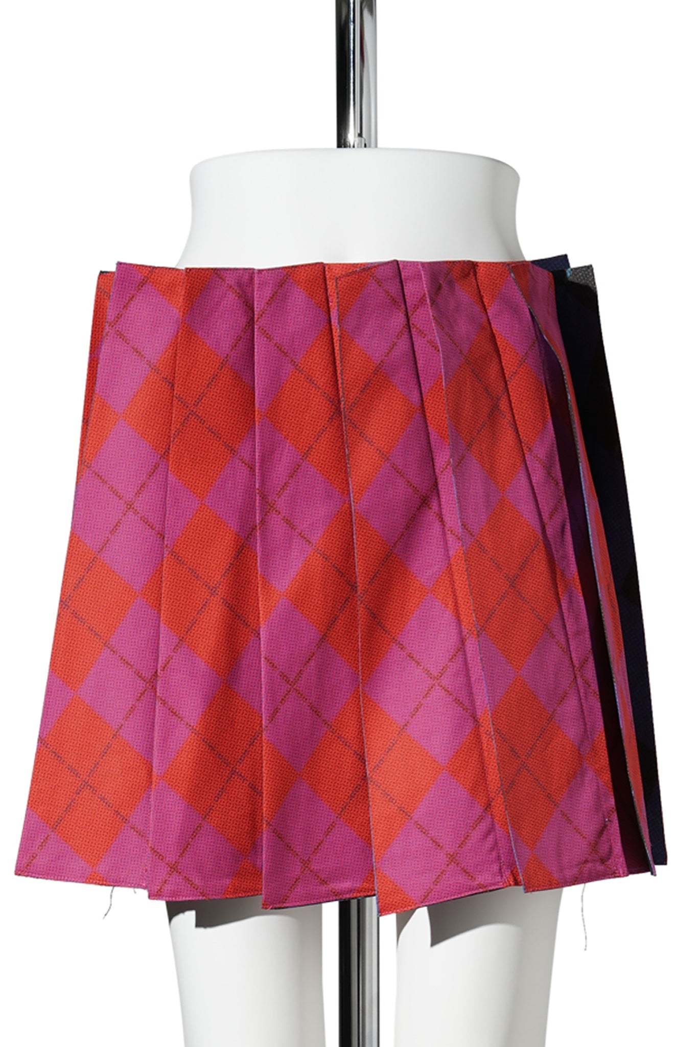 ARGLYE FLIP PLEAT MINI SKIRT / PINK/BLUE