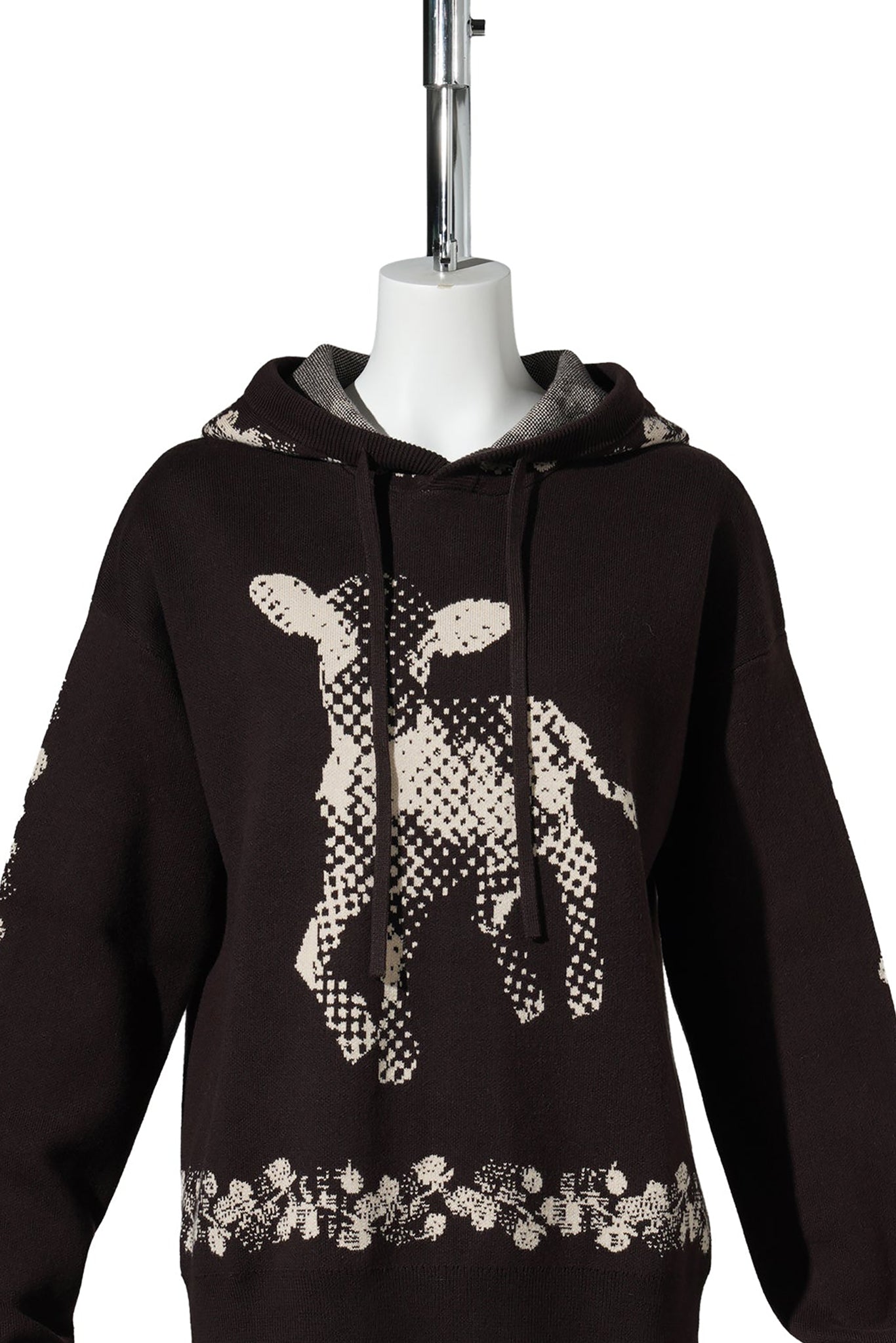 BABY CALF KNIT PULLOVER HOODIE / BROWN/BEIGE
