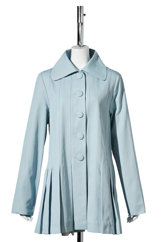 KNIFE PLEAT MINI COAT / BABY BLUE