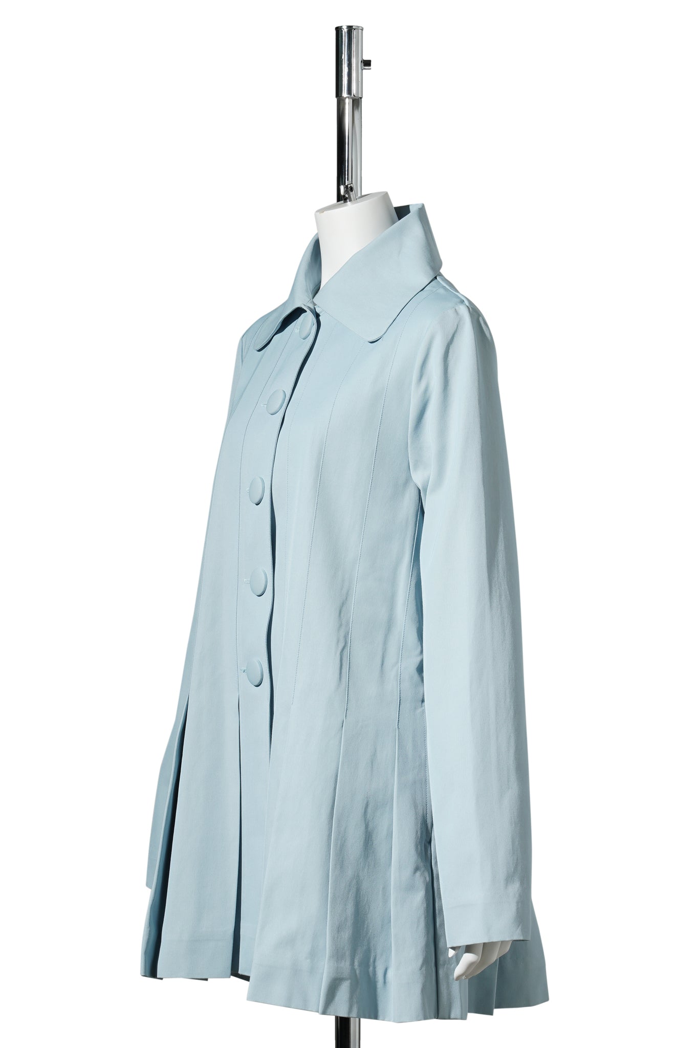 KNIFE PLEAT MINI COAT / BABY BLUE