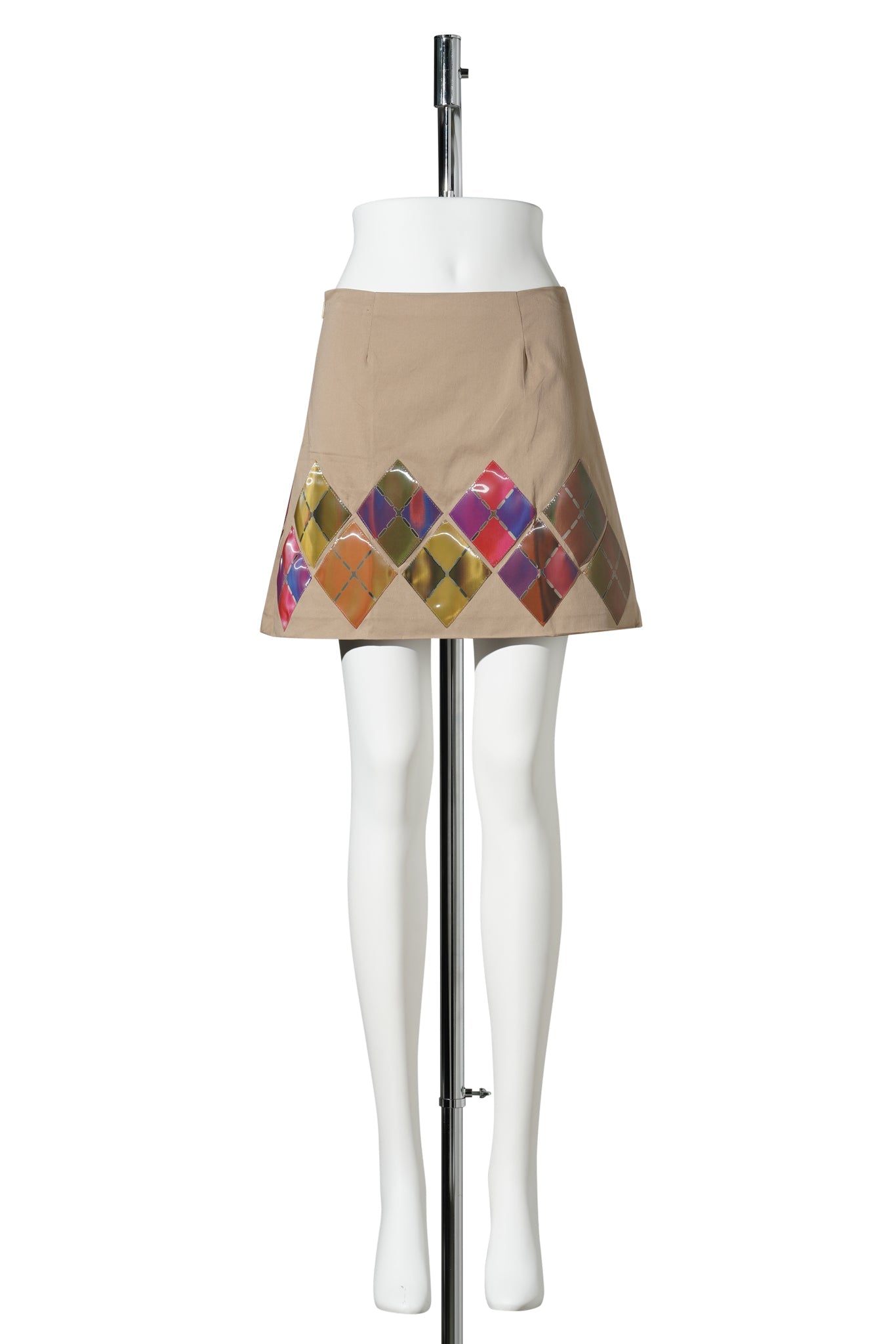 LENTICULAR ARGYLE TRIM MINI SKIRT / BEGIE W/ARGYLE
