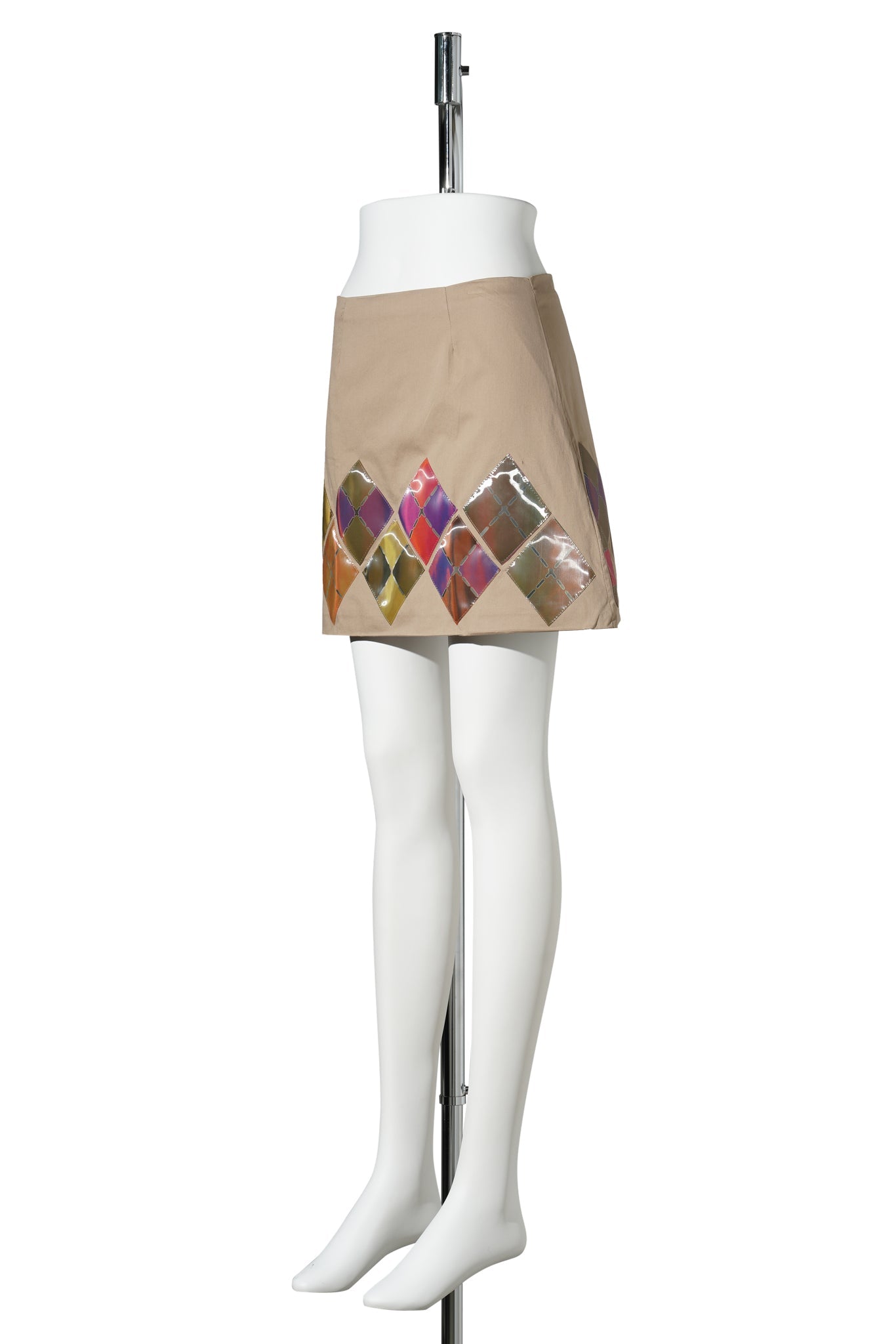 LENTICULAR ARGYLE TRIM MINI SKIRT / BEGIE W/ARGYLE