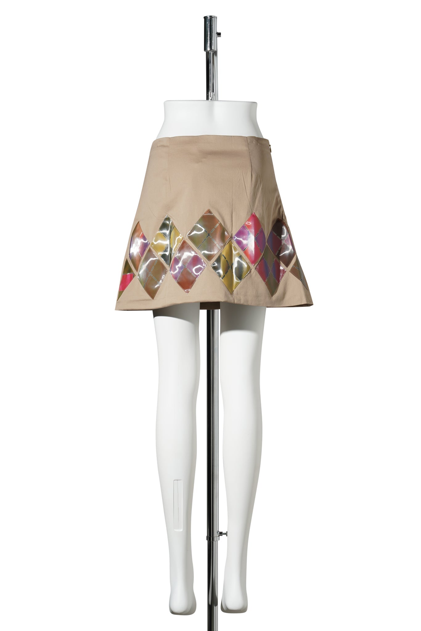 LENTICULAR ARGYLE TRIM MINI SKIRT / BEGIE W/ARGYLE