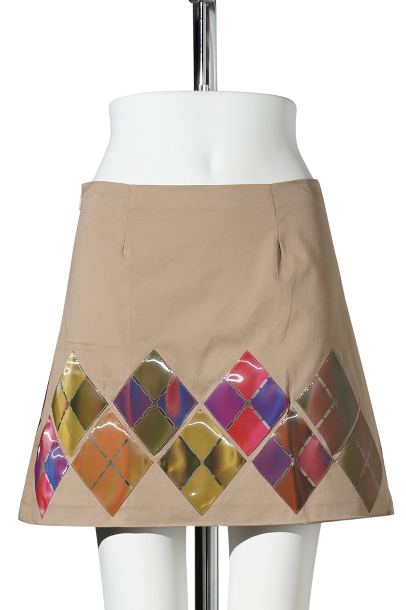 LENTICULAR ARGYLE TRIM MINI SKIRT / BEGIE W/ARGYLE