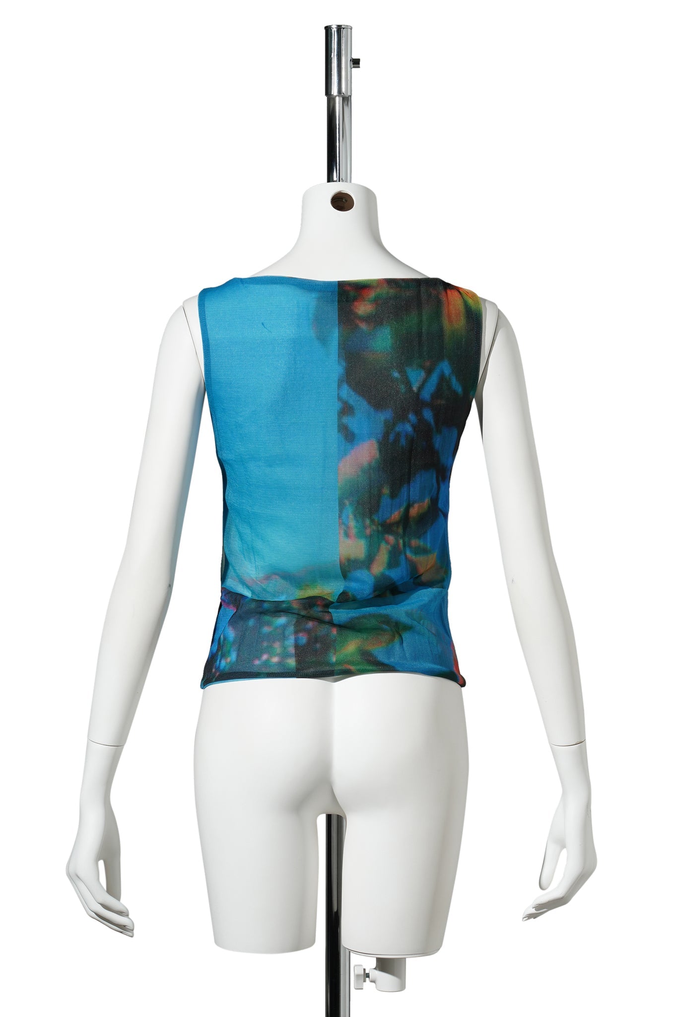 LOOP MESH SEMI SHEER BOAT NECK PRINT TANK / APPLE TREE