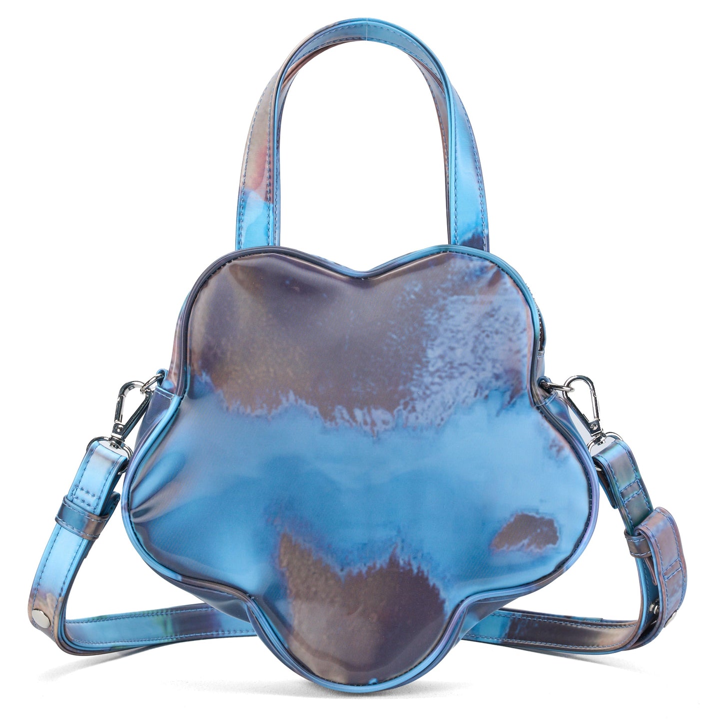 LENTICULAR MINI FLOWER HANDBAG / BLUE TIGER EYE CALF PRINT