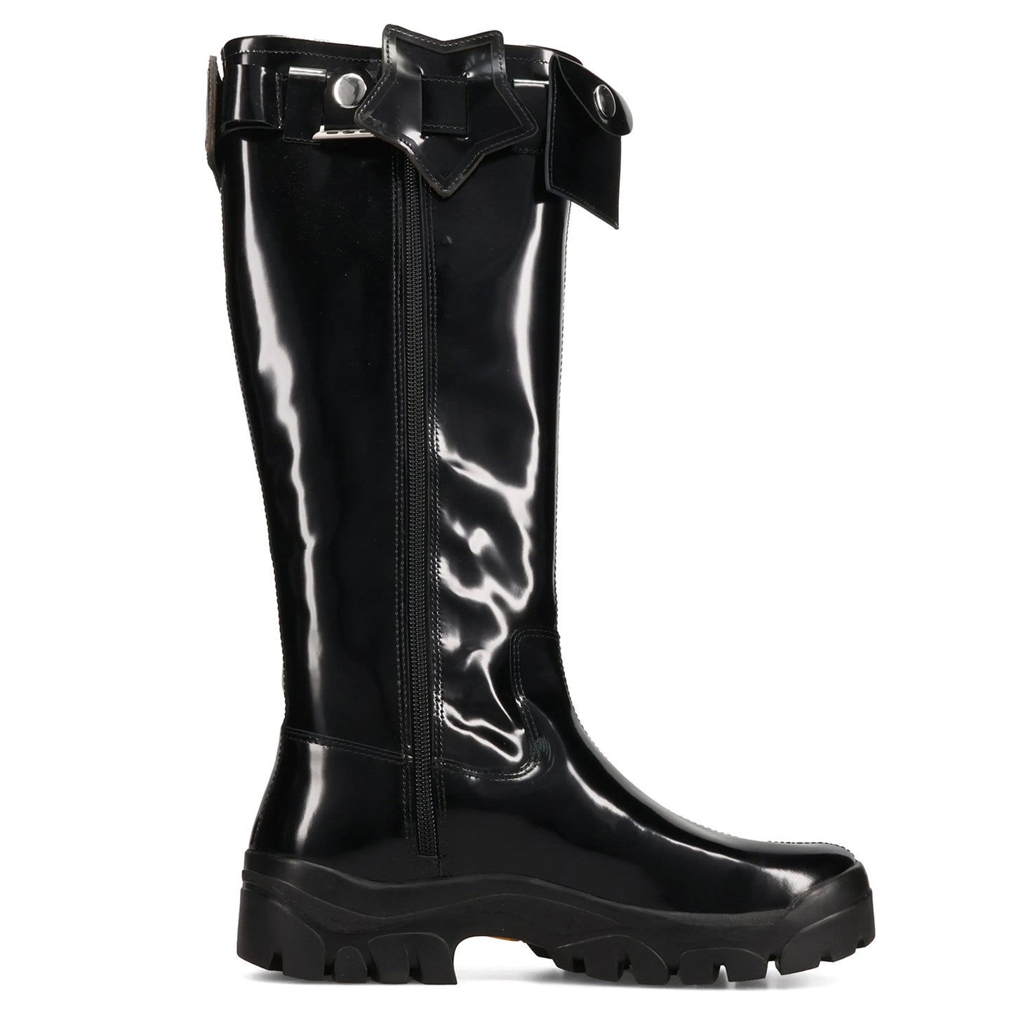 POCKET CHARM LEATHER KNEE BOOTS / BLACK LEATHER W/POCKET