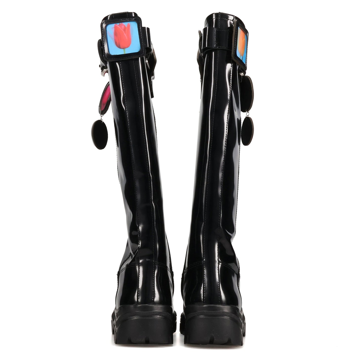 POCKET CHARM LEATHER KNEE BOOTS / BLACK LEATHER W/POCKET