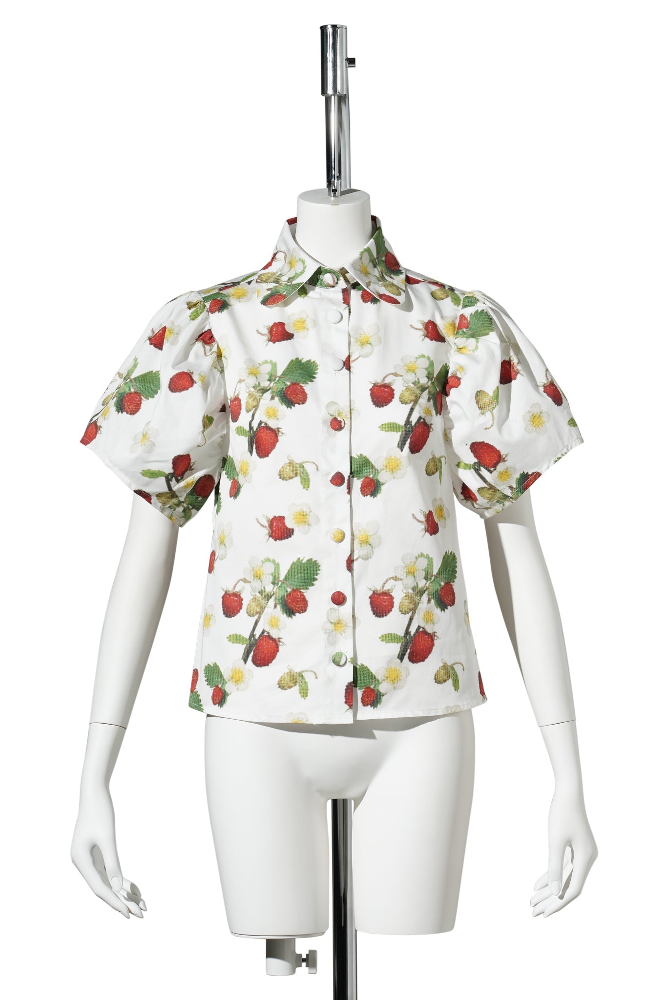 PRINTED PUFFSLEEVE BUTTON-UP / STRAWBERRY BLOSSOM
