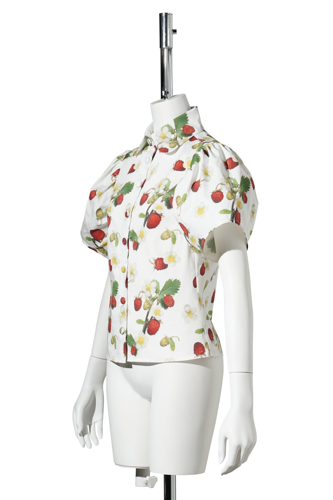 PRINTED PUFFSLEEVE BUTTON-UP / STRAWBERRY BLOSSOM