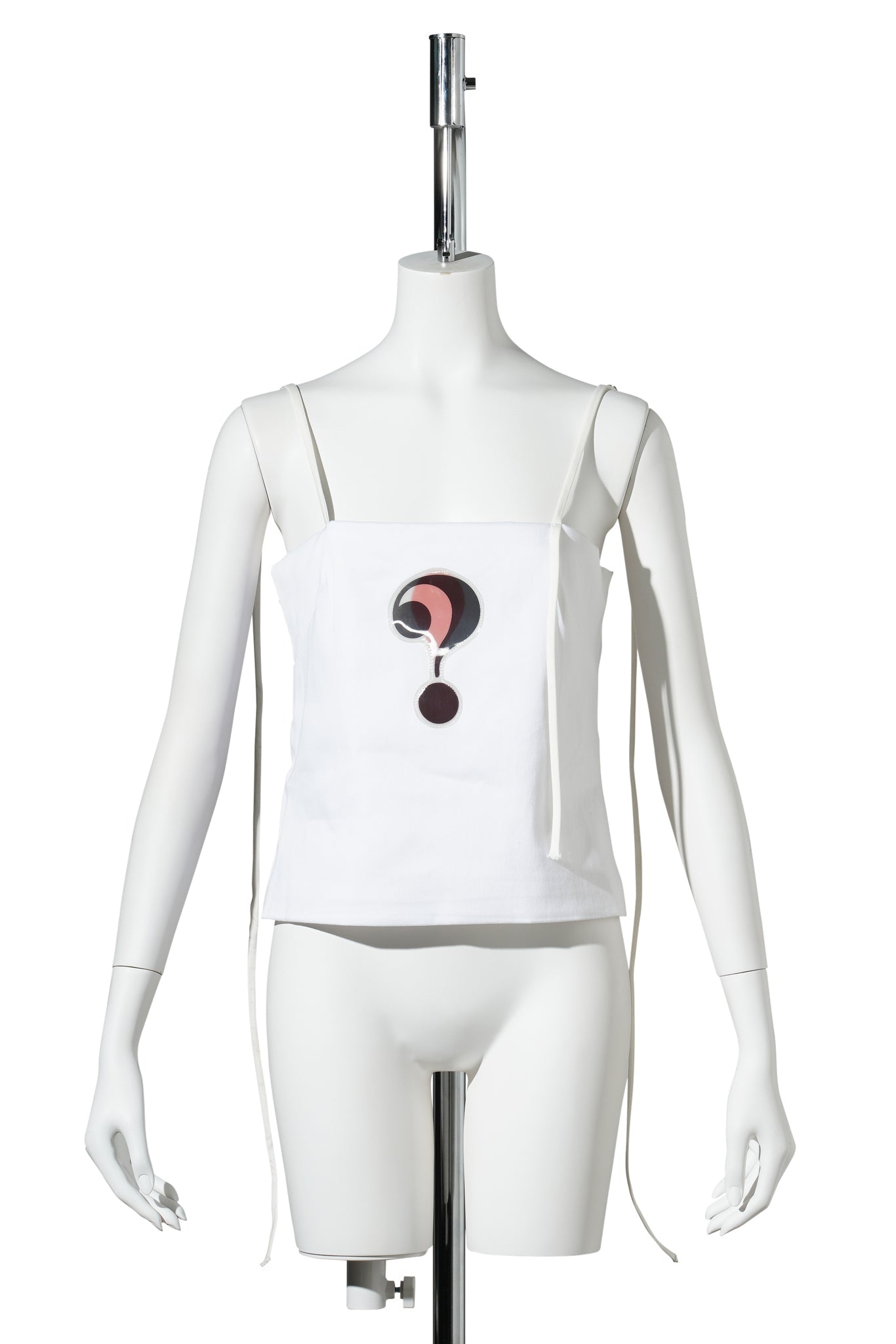 QUESTION MARK SPAGHETTI TANK / WHITE W/QUESTION MARK