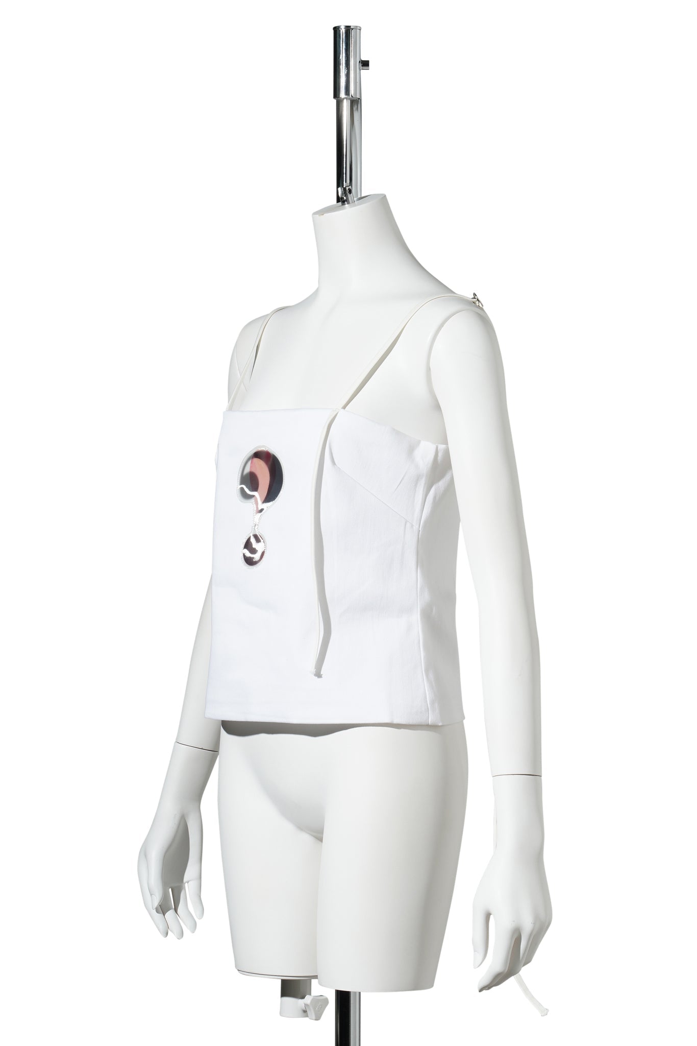 QUESTION MARK SPAGHETTI TANK / WHITE W/QUESTION MARK