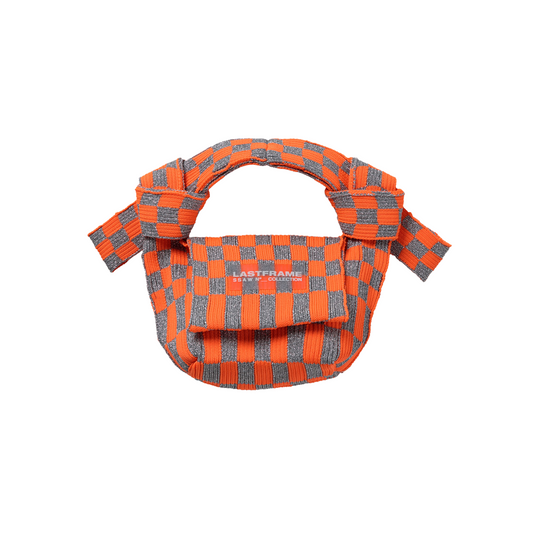 METALLIC ICHIMATSU OBI BAG / SILVER/NEON ORANGE