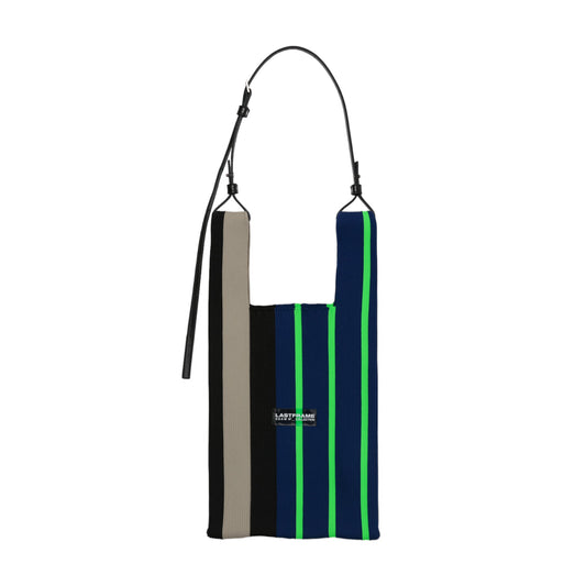 RANDOM STRIPE MARKET BAG MEDIUM / NAVY x NEON GREEN