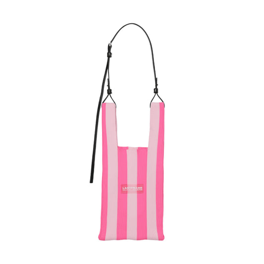 STRIPE MARKET BAG SMALL / NEON PINKxLIGHT PINK