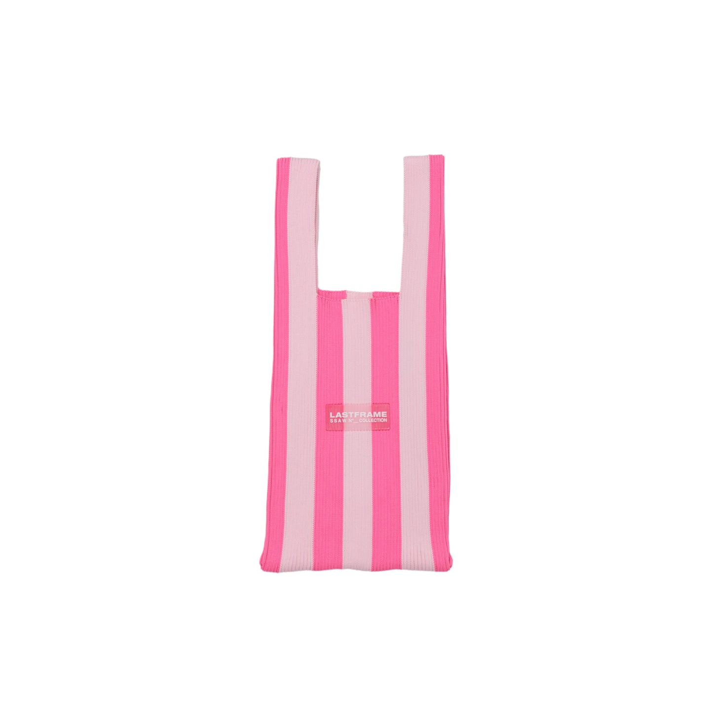 STRIPE MARKET BAG SMALL / NEON PINKxLIGHT PINK