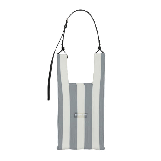 STRIPE MARKET BAG MEDIUM / GRAYxIVORY