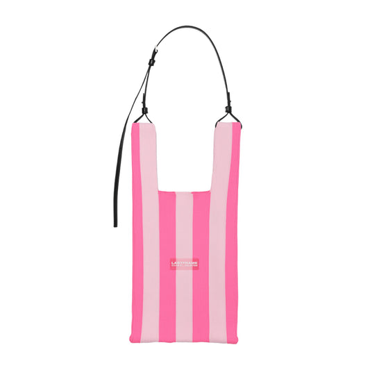 STRIPE MARKET BAG MEDIUM / NEON PINKxLIGHT PINK