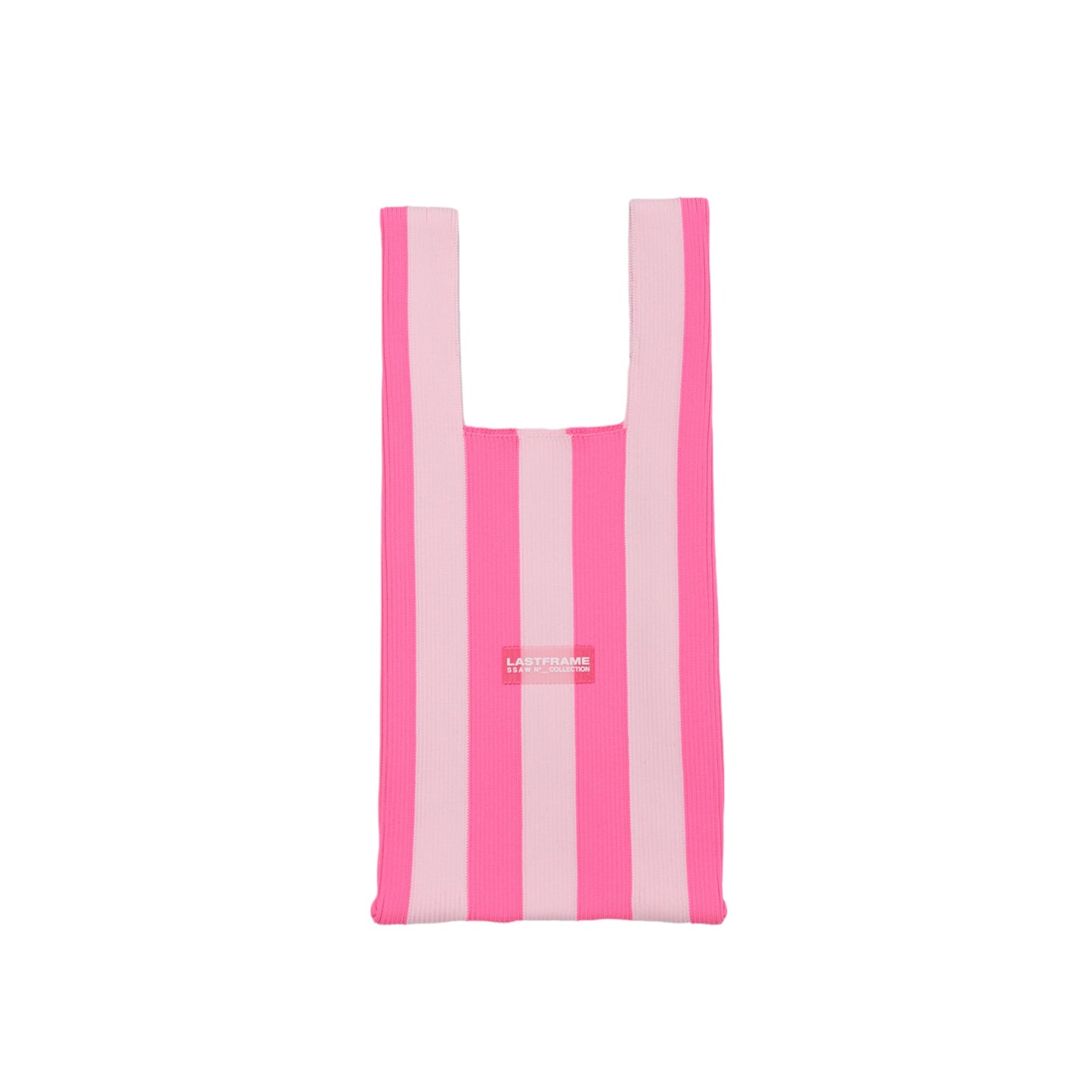 STRIPE MARKET BAG MEDIUM / NEON PINKxLIGHT PINK