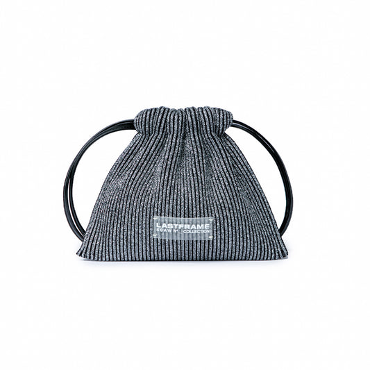 KYOTO METALLIC SACK BAG MINI / DARK SILVER x BLACK