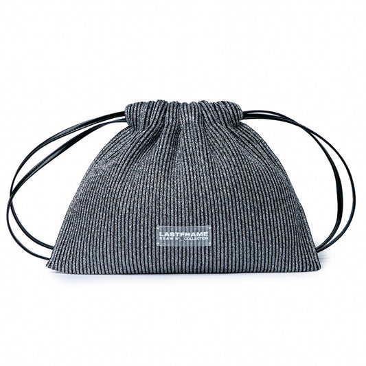 KYOTO METALLIC SACK BAG / DARK SILVER x BLACK