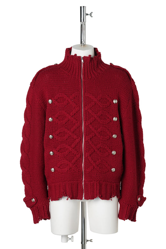 KNIT NAPOLEON JACKET / RED