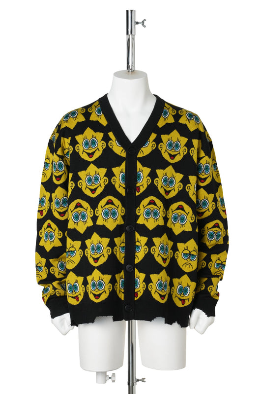 KNIT CHARACTER CARDIGAN / BLACK