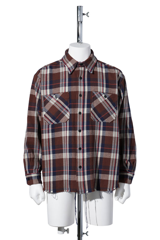 DAMAGED FLANNEL SHIRTS / BROWN