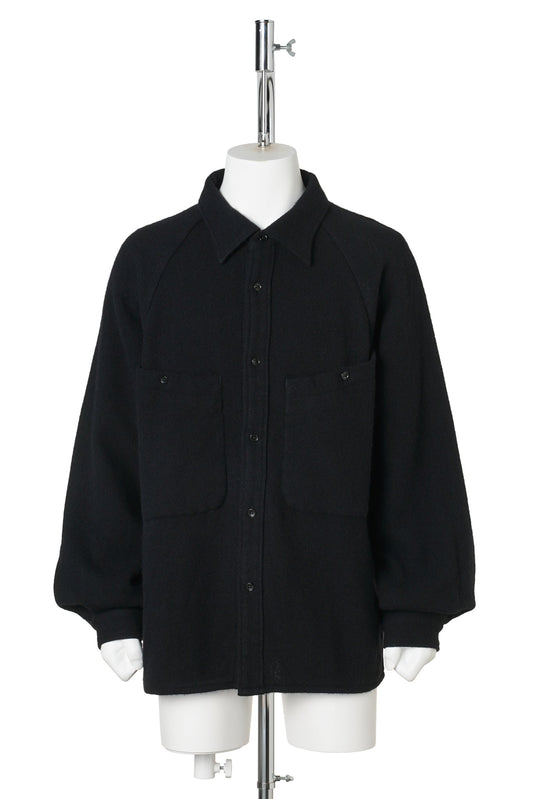 FELTED WOOL SHIRT / BLACK