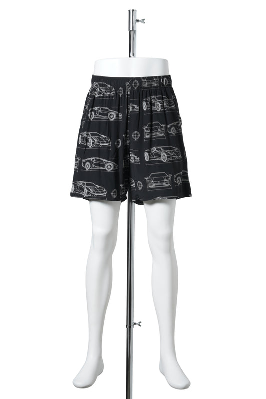 PRINTED SHORTS(BLUEPRINT) / BLACK