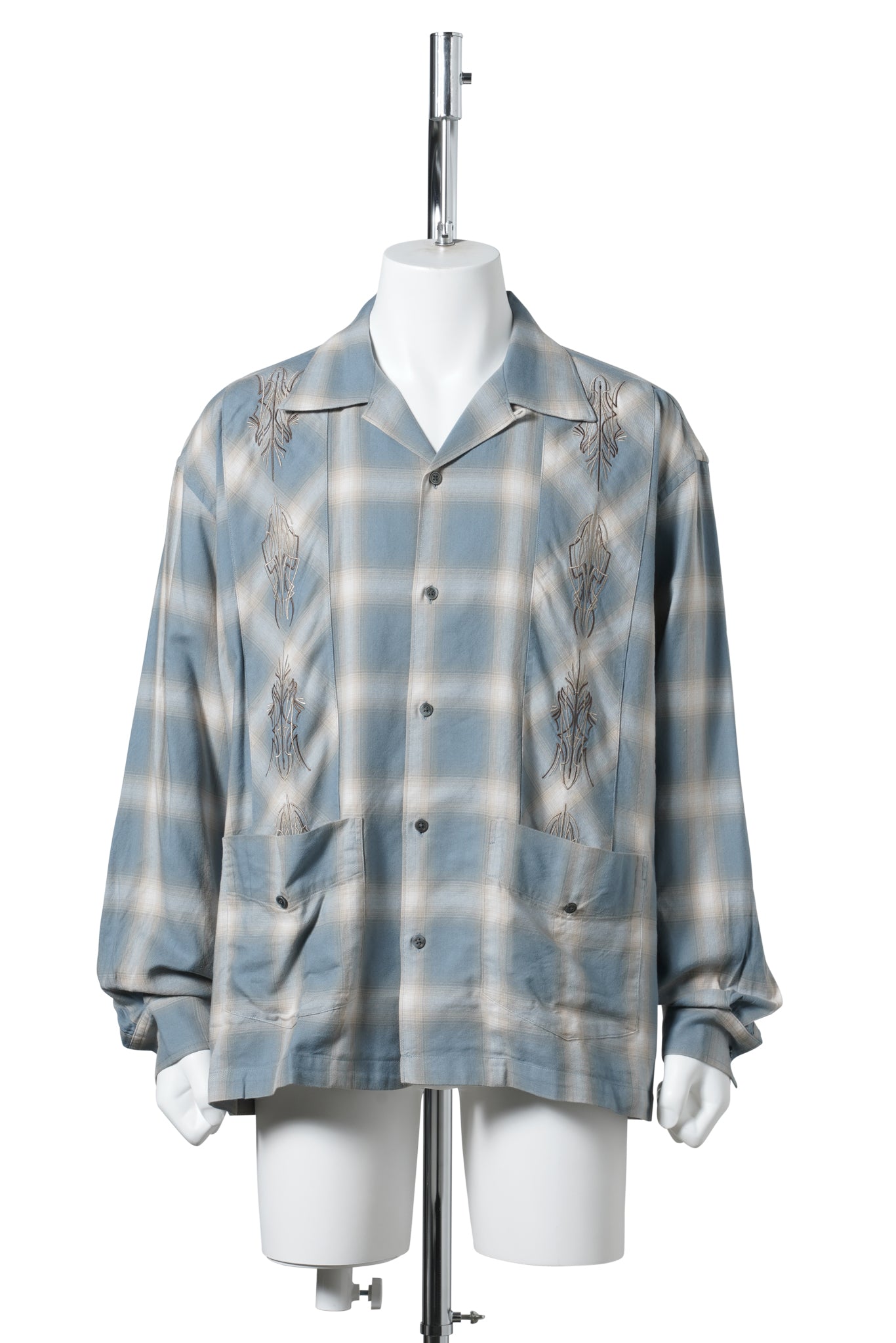 OMBRE PLAID CURBAN SHIRTS (LS) / BLUE