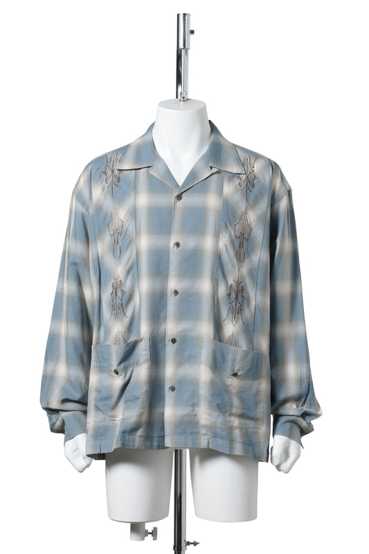 OMBRE PLAID CURBAN SHIRTS (LS) / BLUE