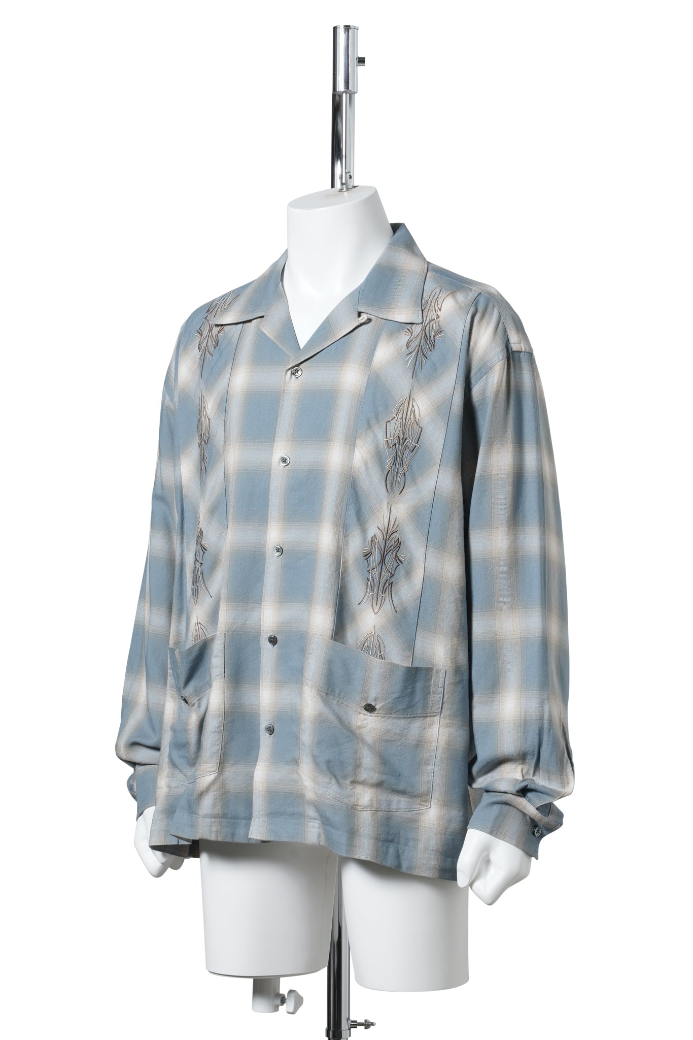OMBRE PLAID CURBAN SHIRTS (LS) / BLUE