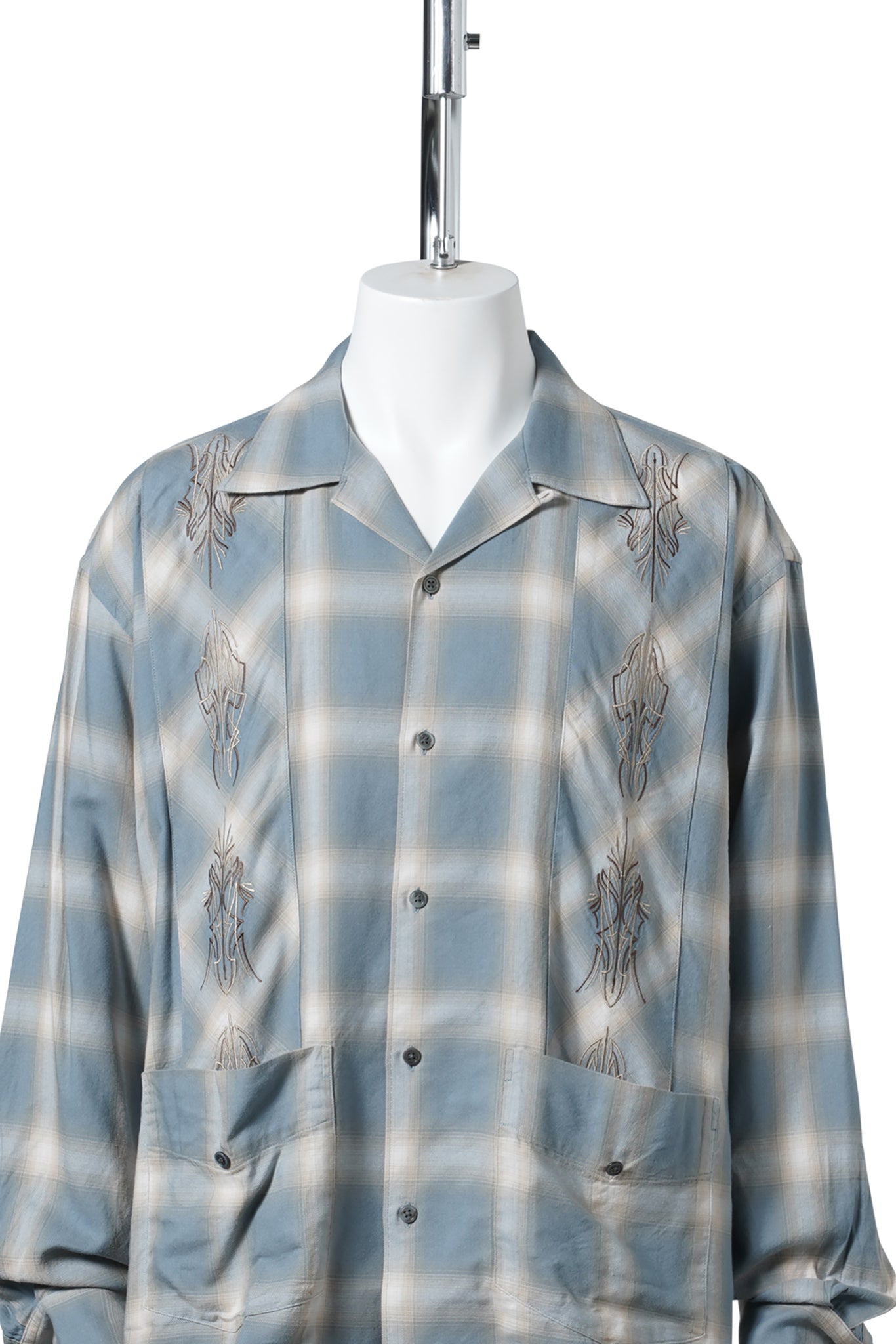 OMBRE PLAID CURBAN SHIRTS (LS) / BLUE