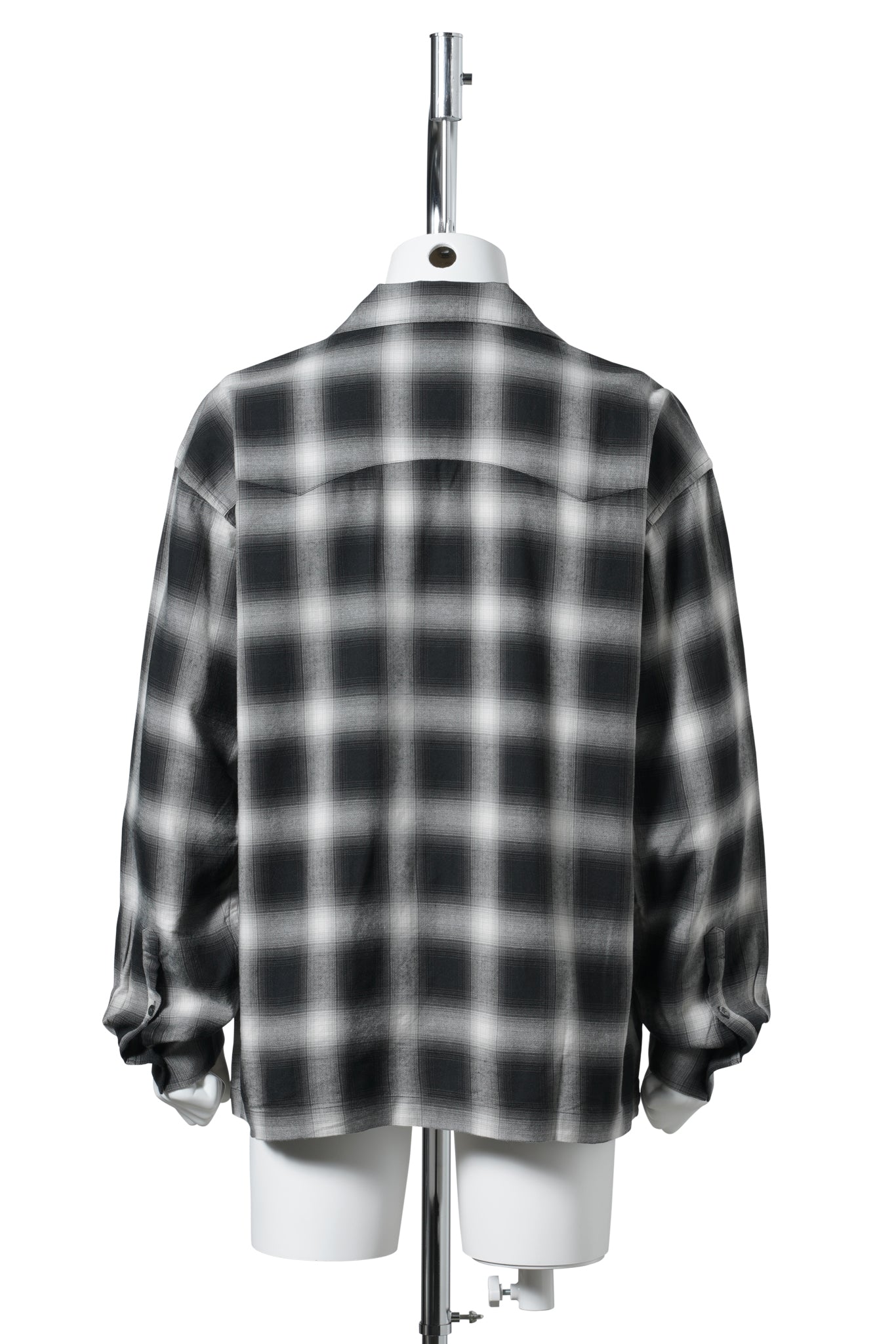 OMBRE PLAID CURBAN SHIRTS (LS) / BLACK