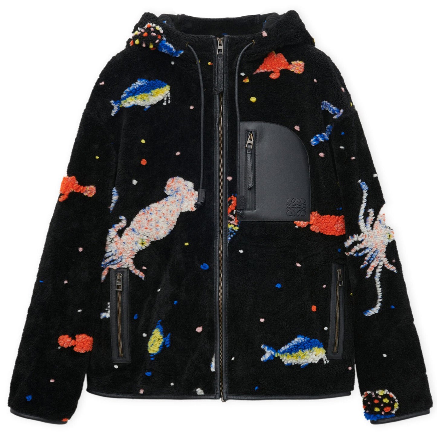 HOODED JACKET / BLACK/MULTICOLOR