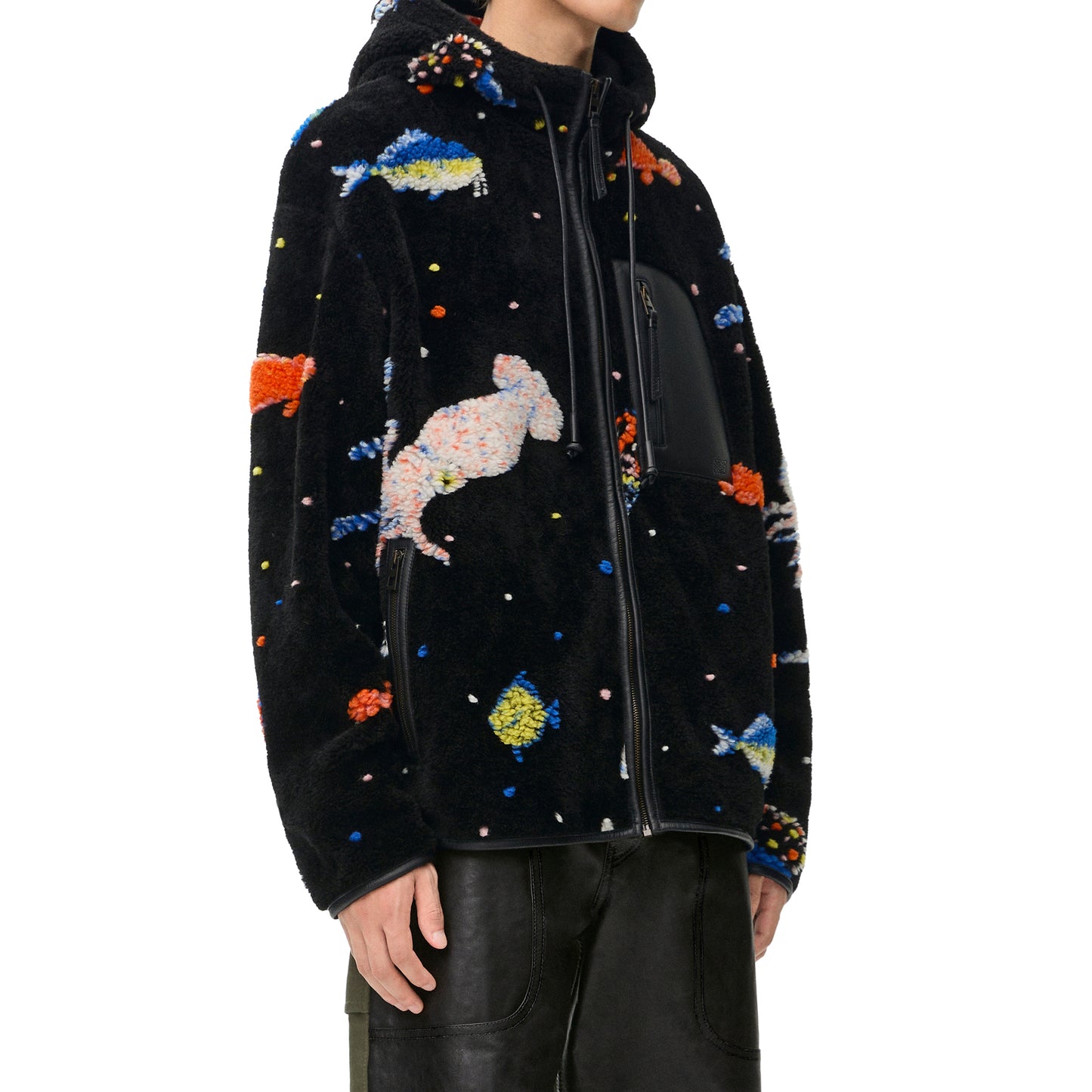 HOODED JACKET / BLACK/MULTICOLOR